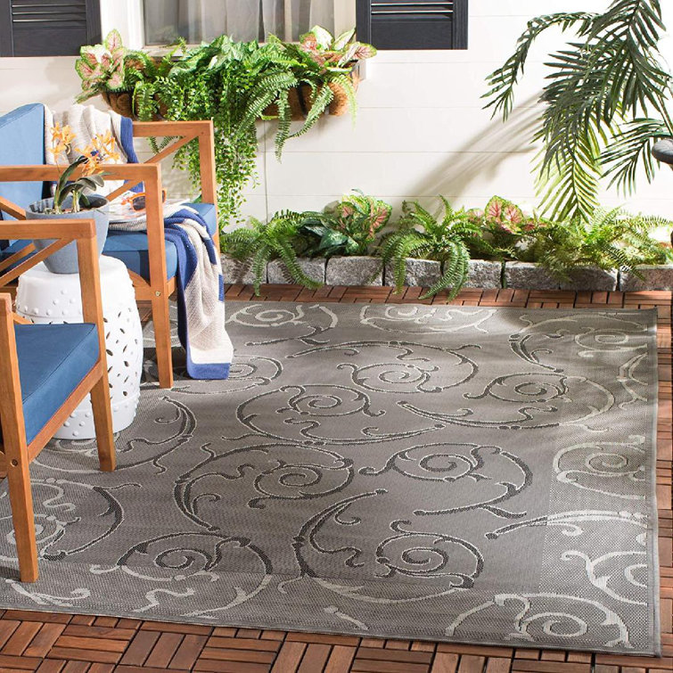 Arneshia Geometric Black/Gray Area Indoor/Outdoor Area Rug