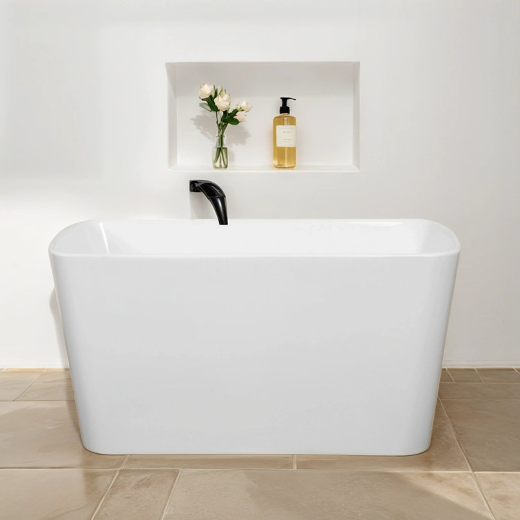 49 in. x 28 in. Soaking Bathtub with Reversible Drain in Gloss White