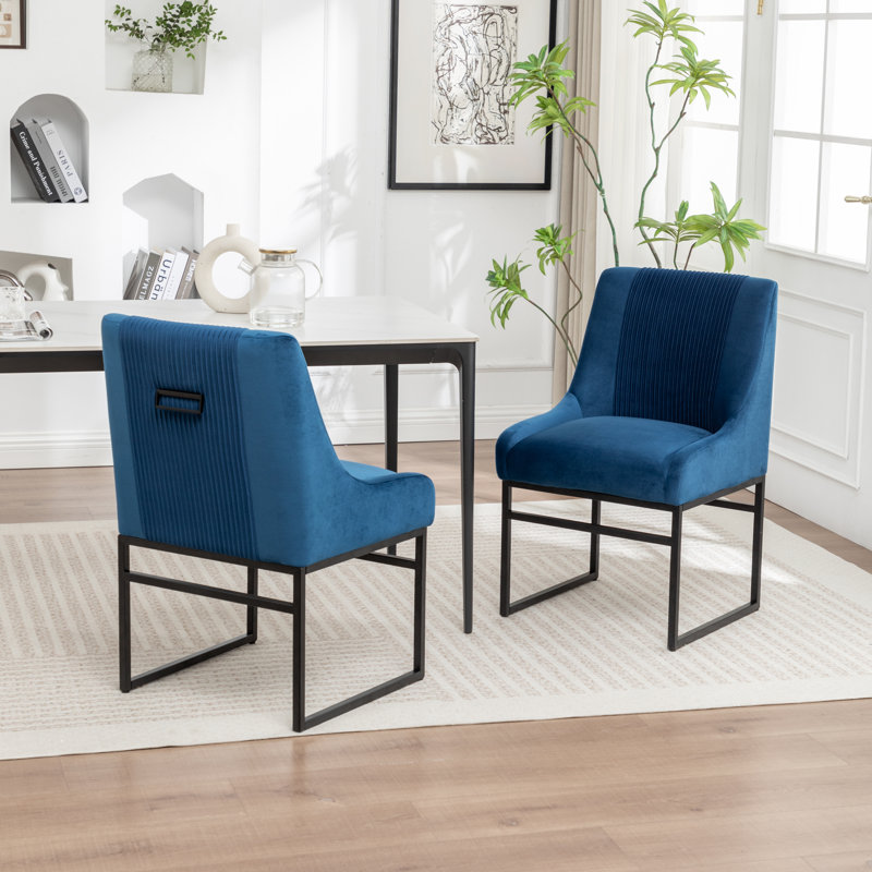 Kataleah Tufted Velvet Side Dining, Navy