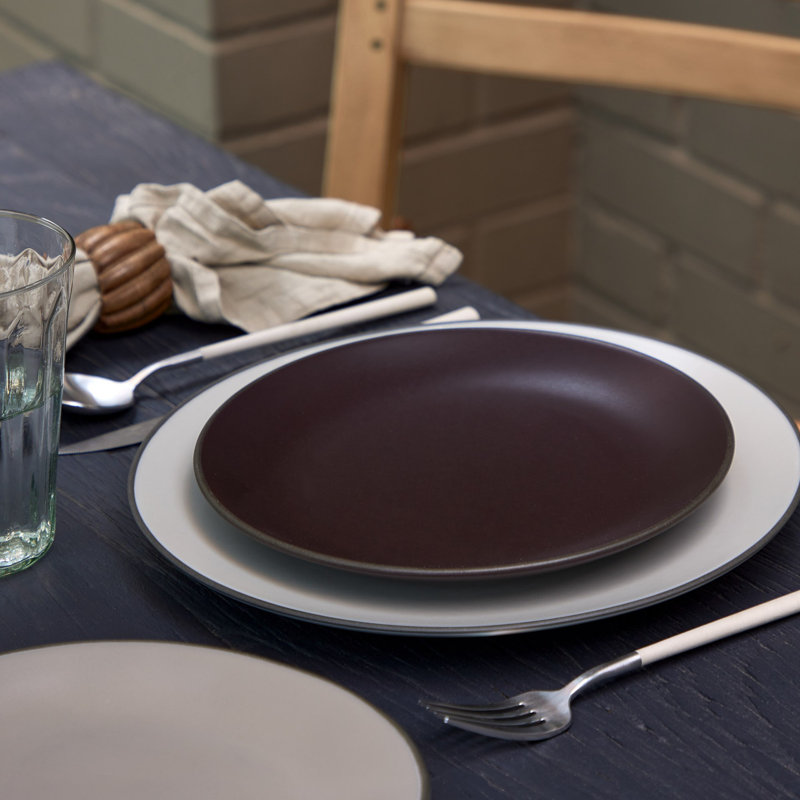 Stacked Organic Handmade Stoneware Dinner Plate, Blue