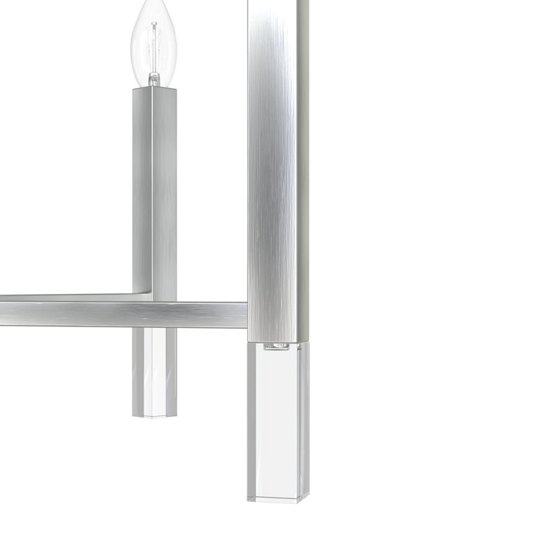 Luminaire lustre 6 lumières Hunter Sunjai, Nickel brossé, H 69 po x l 30 po x P 30 po