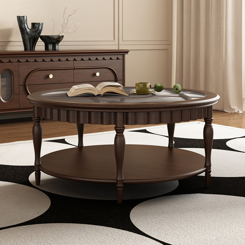 Table basse ronde rétro à double couche élégante
