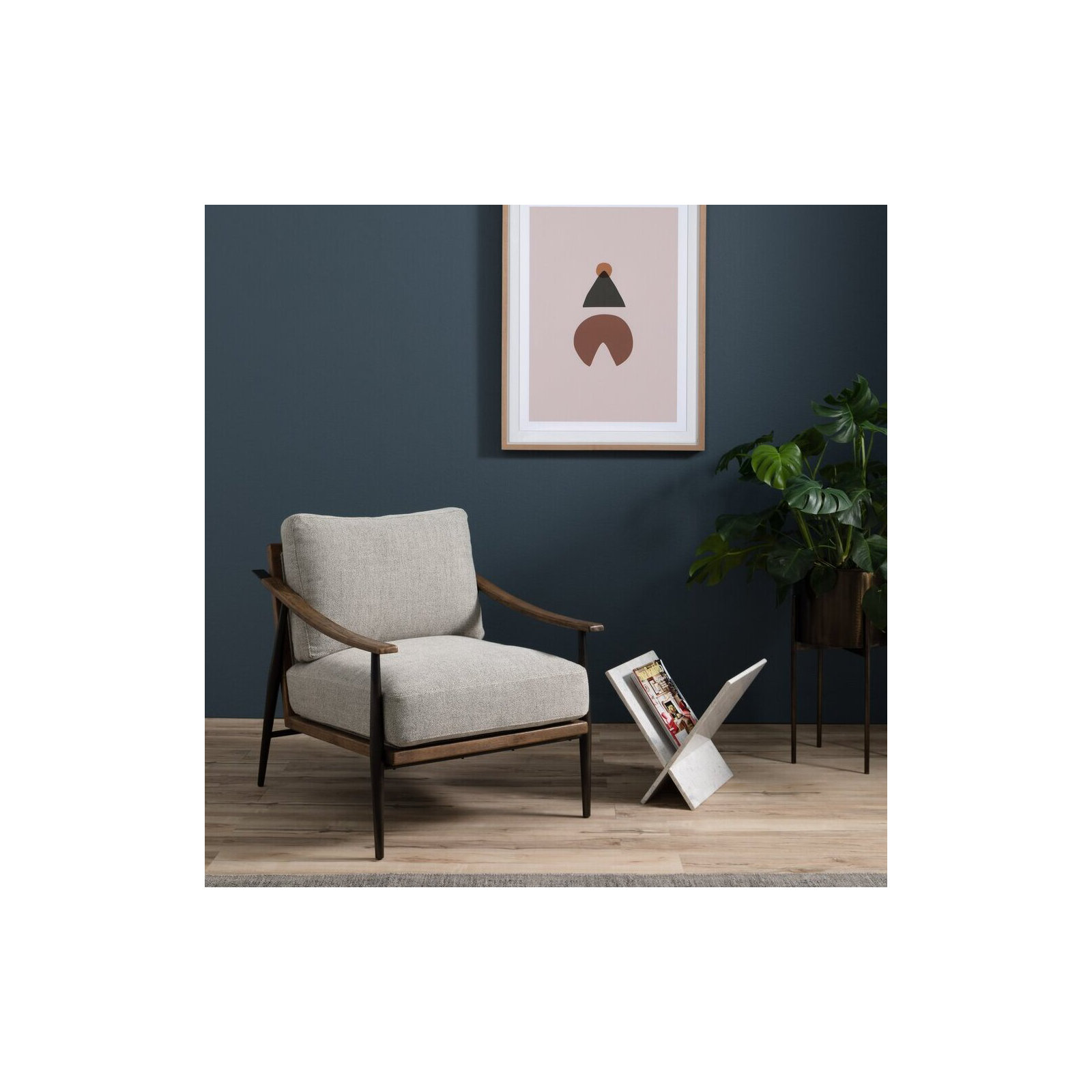 Paralimni Club Armchair, Gabardine Gray Polyester Blend
