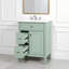 Meuble-lavabo de 24 po avec lavabo, armoire en bois massif et panneau de fibres à densité moyenne avec un tiroir rabattable, deux tiroirs standard et une tablette réglable, meuble-lavabo vert autoportant pour le rangement de la salle de bain-2034240186