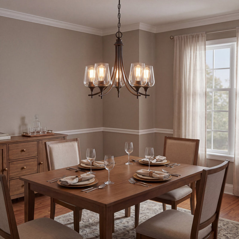 Breena 5-Light Chandelier, English Bronze, Clear