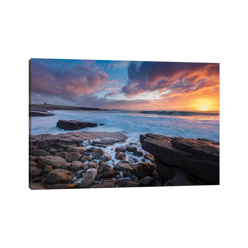 Coastal Sunset Over Classie Bawn Castle, Mullaghmore, County Sligo, Ireland by Gareth McCormack - Print on Canvas