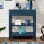 Console de 42 po Mid-Century, 2 tiroirs, 2 tablettes à 2 niveaux pour le salon - Bleu marine