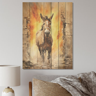 Expressionist Donkey Pasture Dance I - âne sur bois