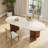 Modern 71" Rectangular Dining Table for 6, Solid Wood Legs, Stone Table-top