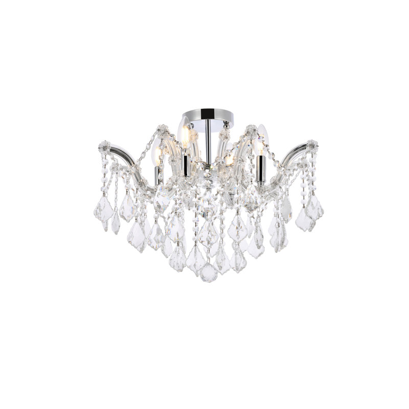 Cristal taillé royal transparent Maria Theresa Maxfield, Chrome chrome, H 15 po x l 18 po x P 18 po, 4 lumières