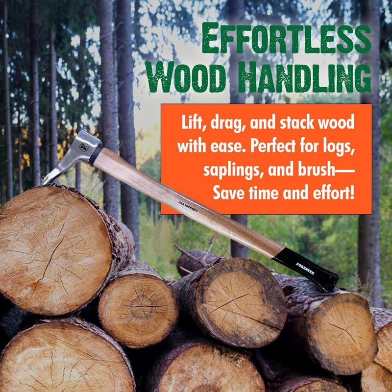 Platinum Pickaroon Logging Tool – 28" Heavy Duty Log Roller & Hookaroon with USA Hickory Handle,orestry, Firewood & Lumber Handling Tool,Drop Forged Steel Head for Dragging & Stacking Logs