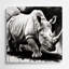 Faune, rhinocéros blanc, art mural en métal-159616801