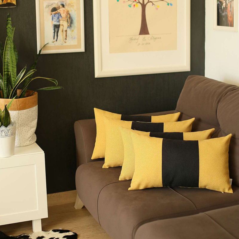 Reversible Pillow Cover, Yellow/Black
