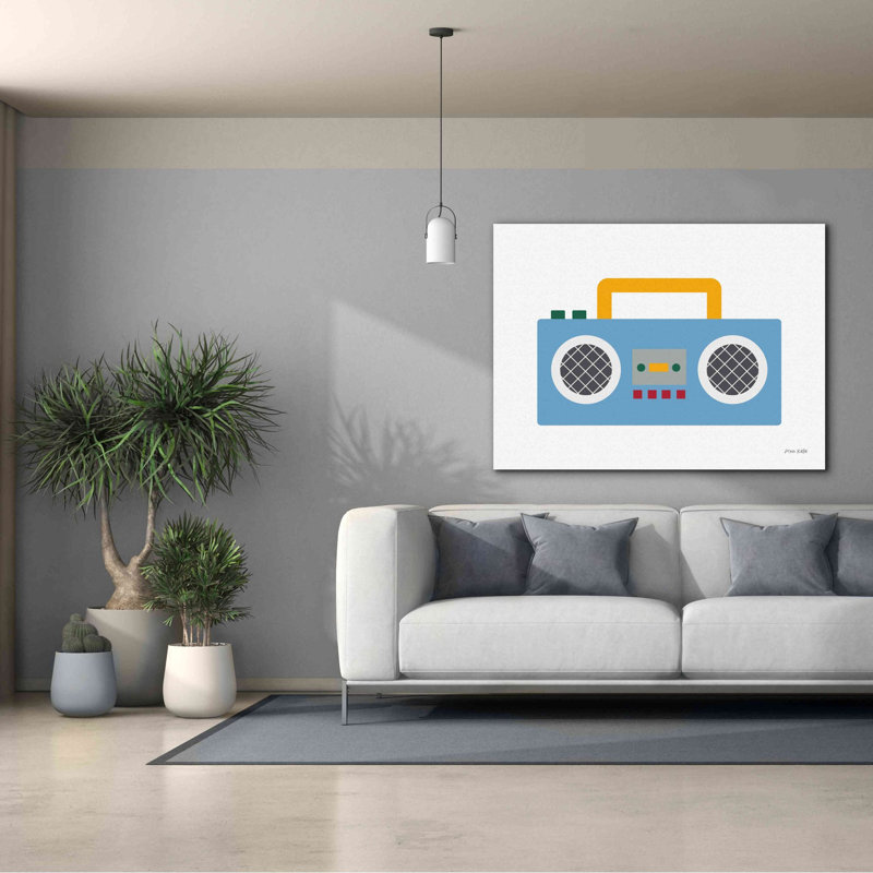 «Retro Boombox» par Ann Kelle Designs, art mural sur toile, H 40 po x l 54 po x P 1,5 po