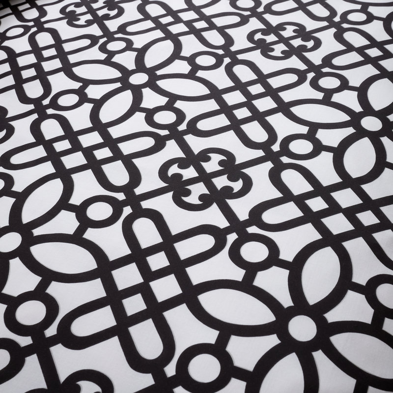 Medina Trellis Black/White Reversible Duvet Cover Set, Single - 1 Standard Pillowcase
