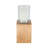 Natural Wood Solid Color Square Base Pillar Hurricane Candleholders-723364305