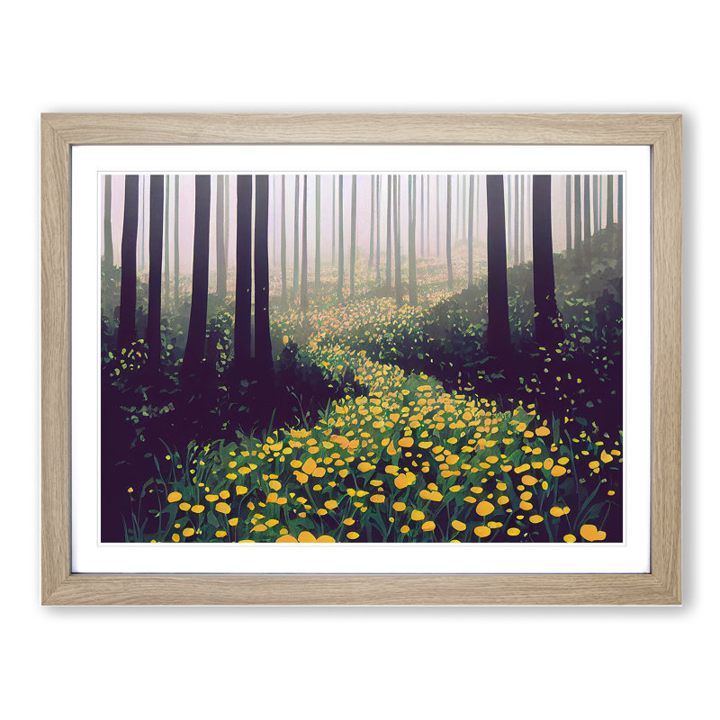 XH1022-6901X Phenomenal Spring Forest - Single Picture Frame Print, 46cm H x 64cm W x 2cm D, Oak
