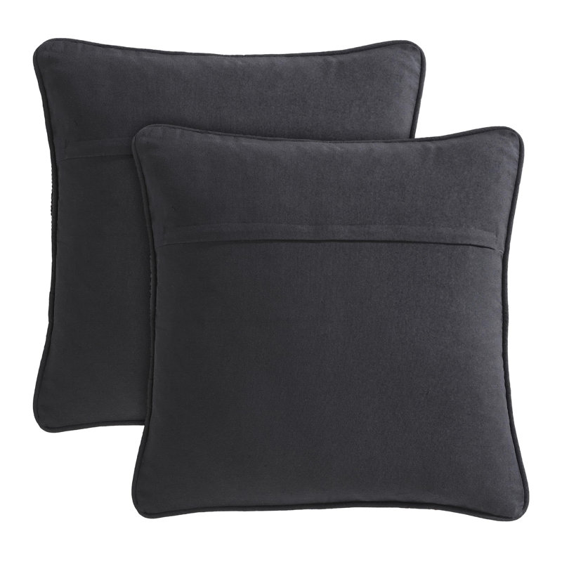 Jada Black and Jute 20" Square Boho Throw Pillow Set