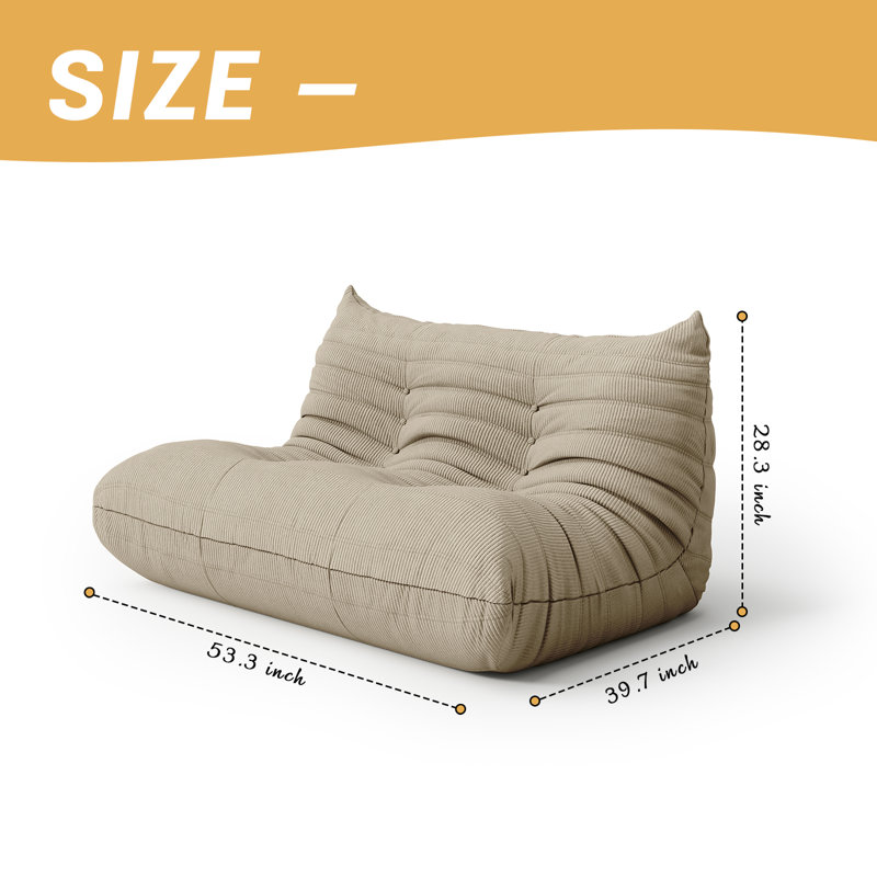 Fauteuil à billes Compression Fireside Chair, Velours côtelé vert, H 28,3 po x l 53,3 po x P 39,7 po