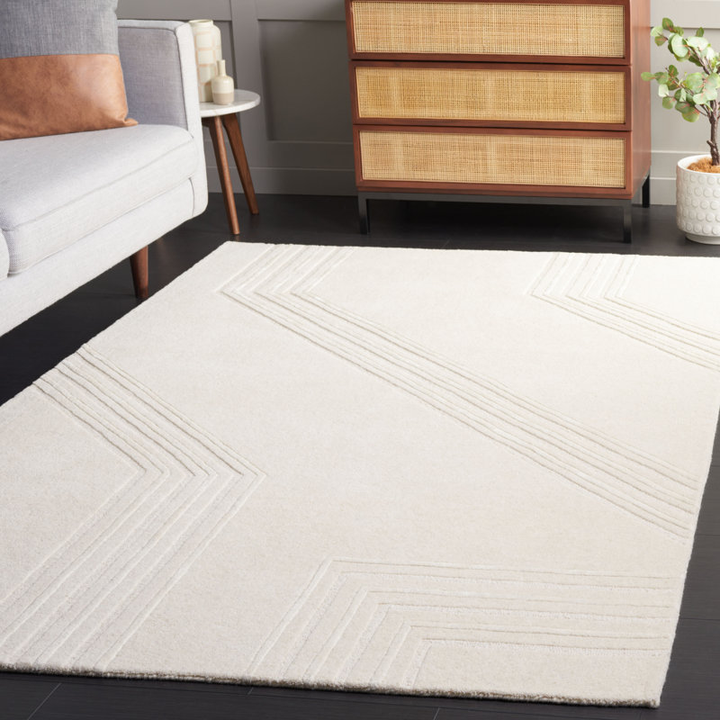Tapis beige / ivoire en laine / viscose touffeté à la main Kruter, Rectangle 6 pi x 9 pi