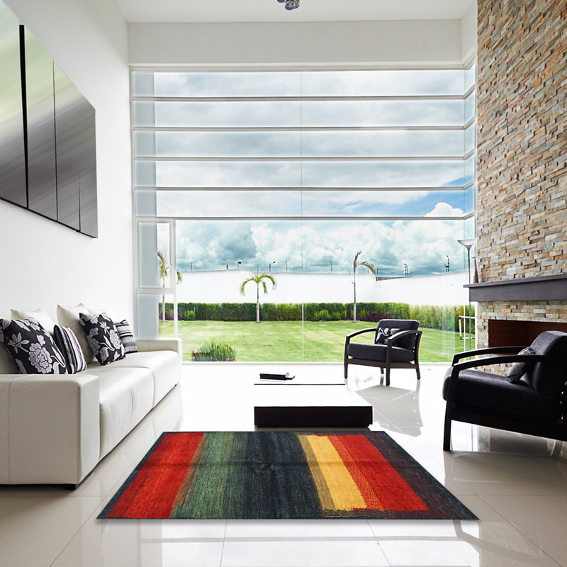 Tapis brun/jaune/gris contemporaine, Carré 8 pi
