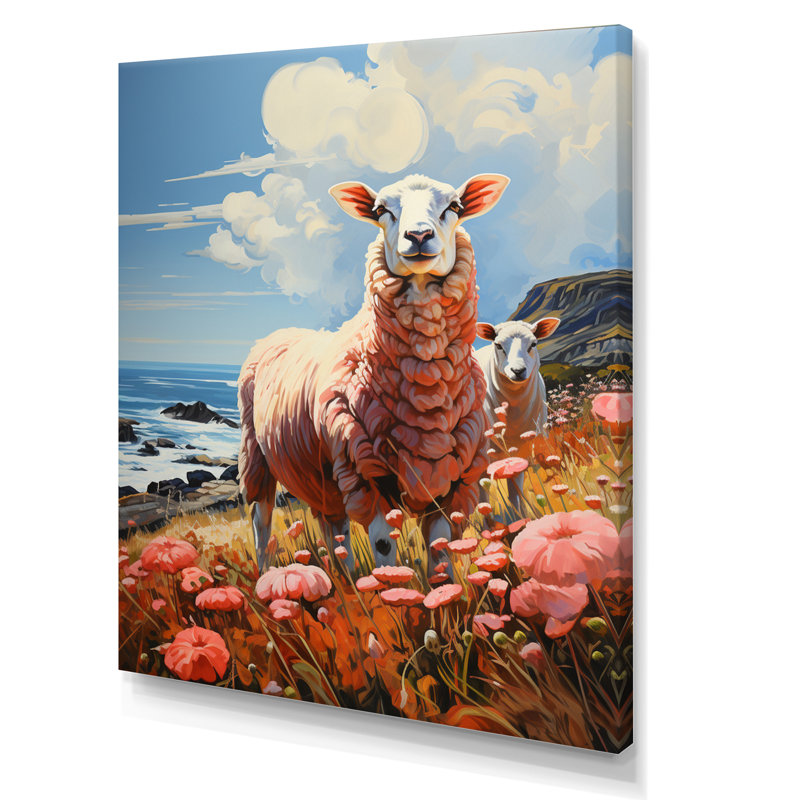 «Philip Coastston Pink Lamb» sur toile, H 32 po x l 16 po x P 1 po, Toile tendue