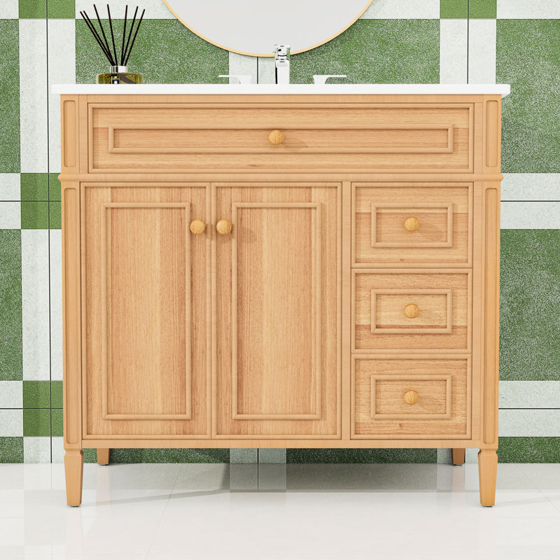 Meuble-lavabo avec lavabo, 3 tiroirs et 2 portes à fermeture en douceur