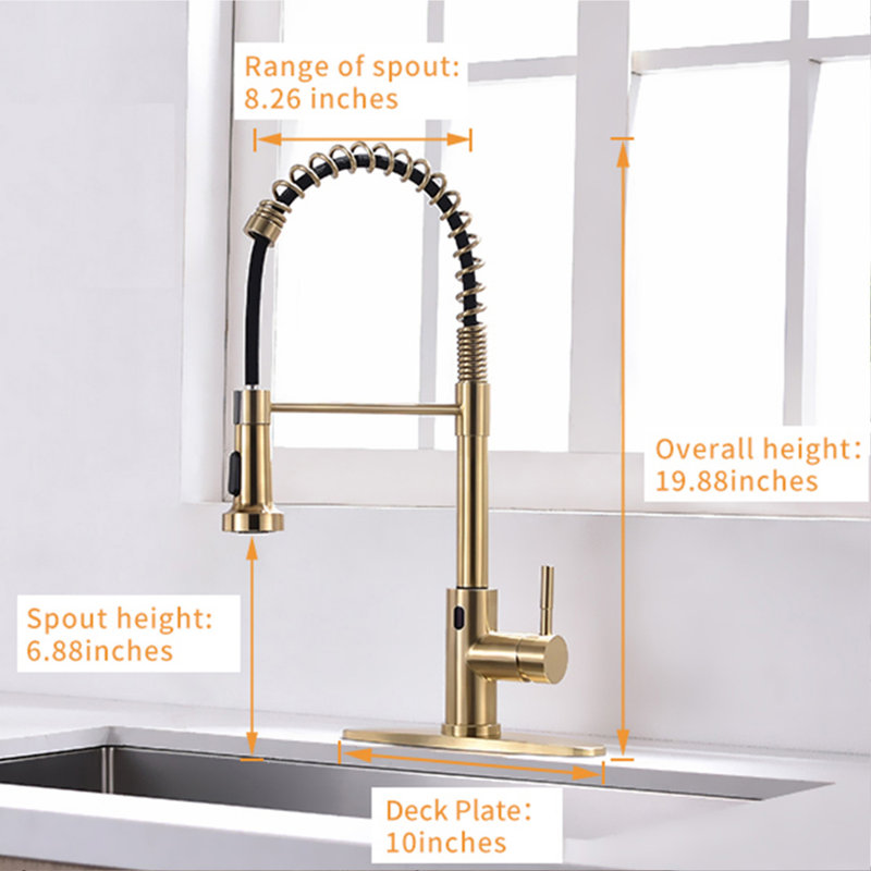 Touchless Kitchen Faucet,hands Free Automatic Smart Kitchen Faucet Brushed Nickel Gold Smart Kitchen Faucet, Brushed Gold