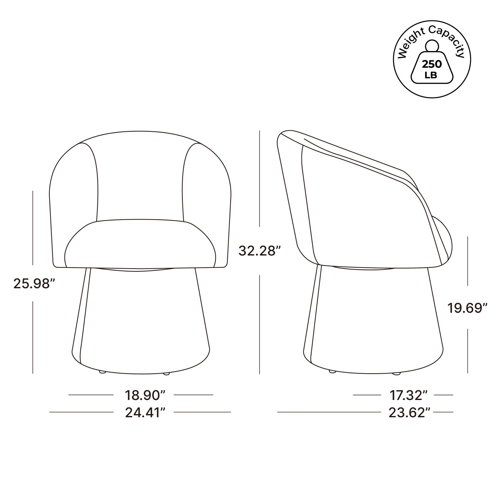 Kyo Chenille Upholstered Barrel Chair, Gray