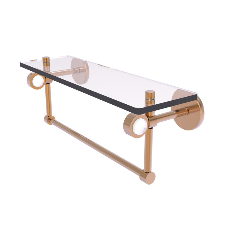 Margolis Bracket Shelf with Towel Bar, Brushed Bronze, 6.2" H x 16" W x 5.65" D