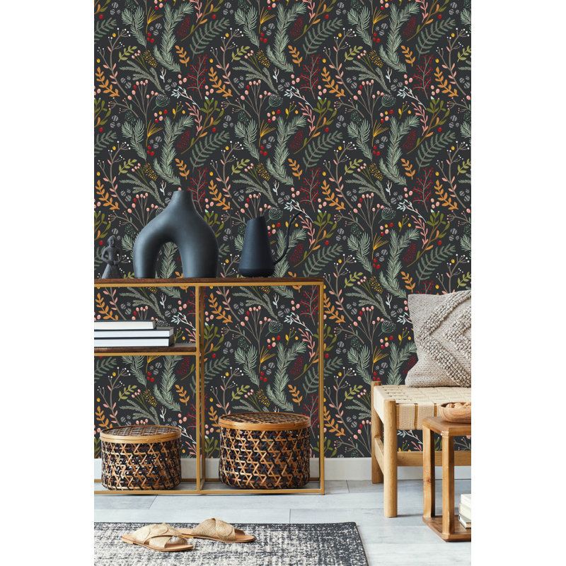 Peel & Stick Floral Tile, 2.08' W x 10.42' L