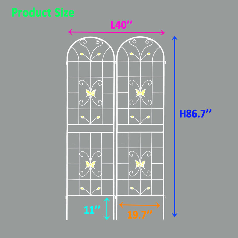 Ensemble de 2 porte-plantes en treillis de jardin en métal blanc crème 86,7 po x 19,7 po antirouille 86,7 po x 19,7 po, blanc