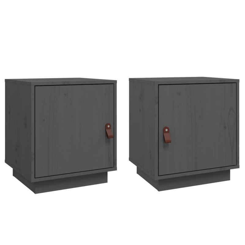 Solid Wood Bedside Table, Grey