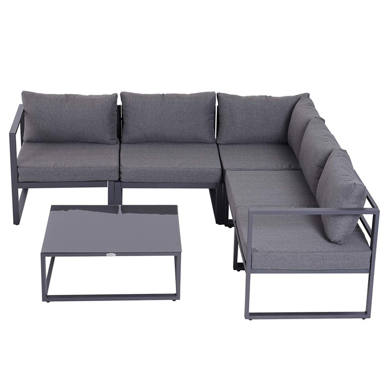Broome 5 Seater Aluminium Garden Furniture Set Extra Deep Grey
