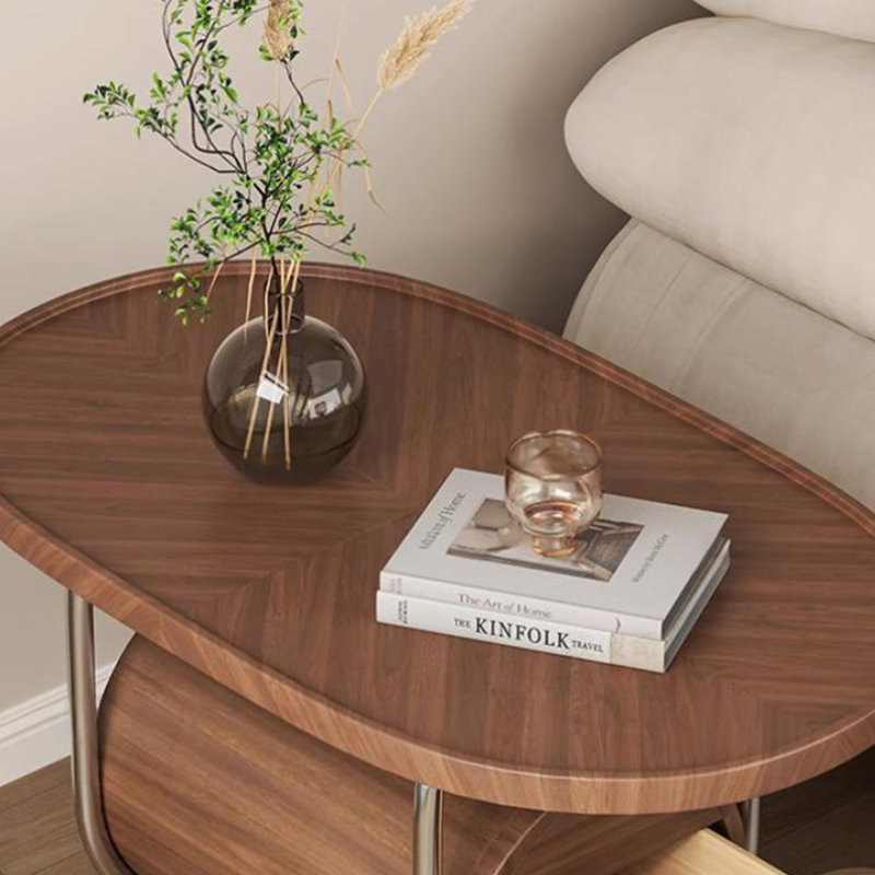 Table basse mobile à conception créative personnalisée, Brun, H 21,65 po x L 31,49 po x l 19,68 po, Brun / Argenté