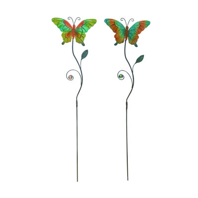  Ensemble de 2 décorations de printemps en métal à motif de papillons craquelés en métal