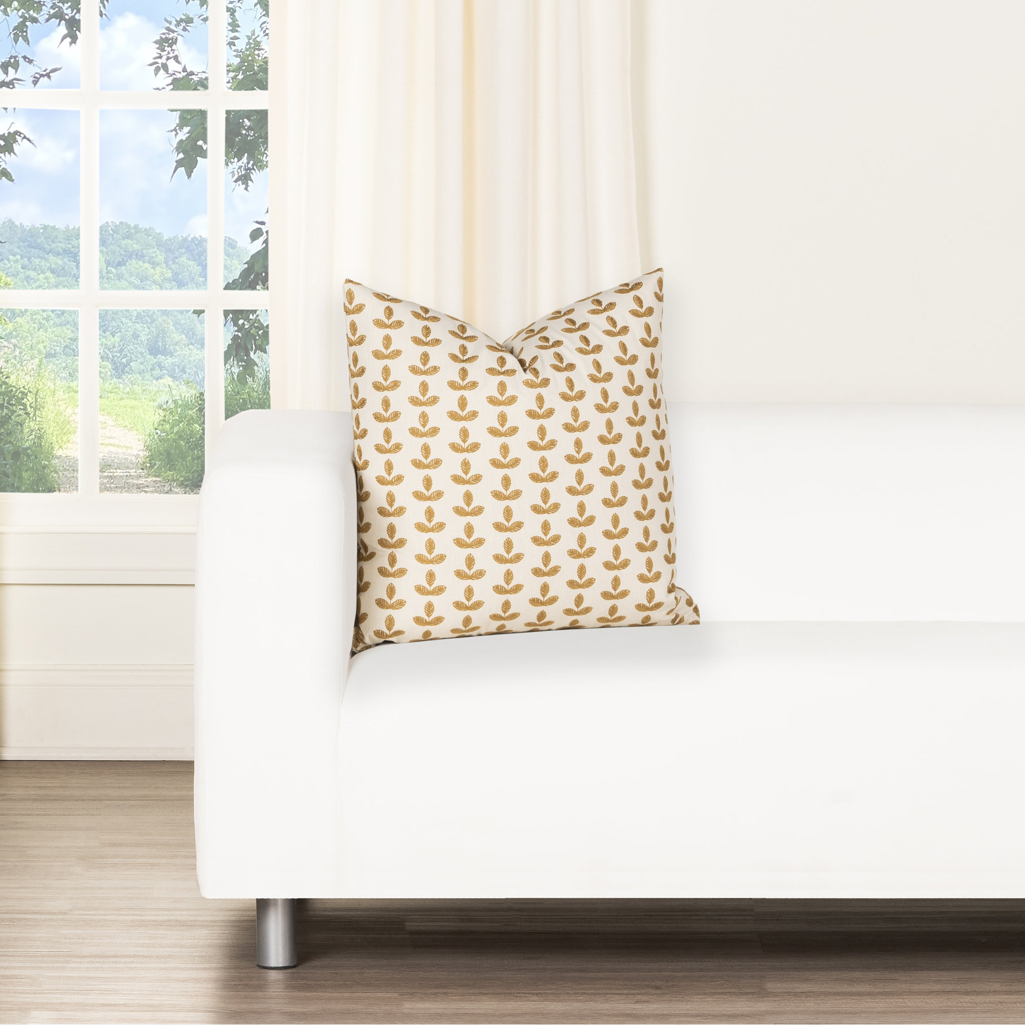 Birch Lane Trillium Throw Pillow Throw, Yellow Floral, Square 18", Polyester