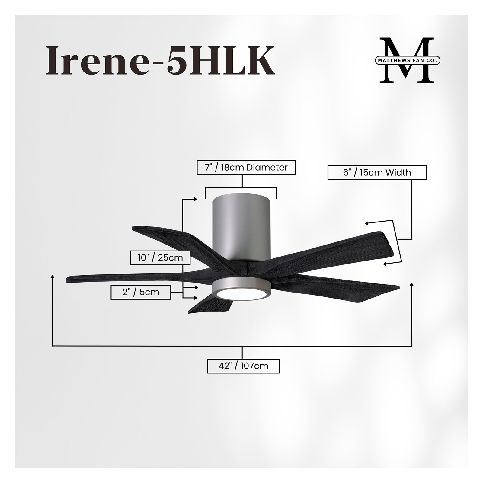 Brushed Nickel, Matte Black, 42"