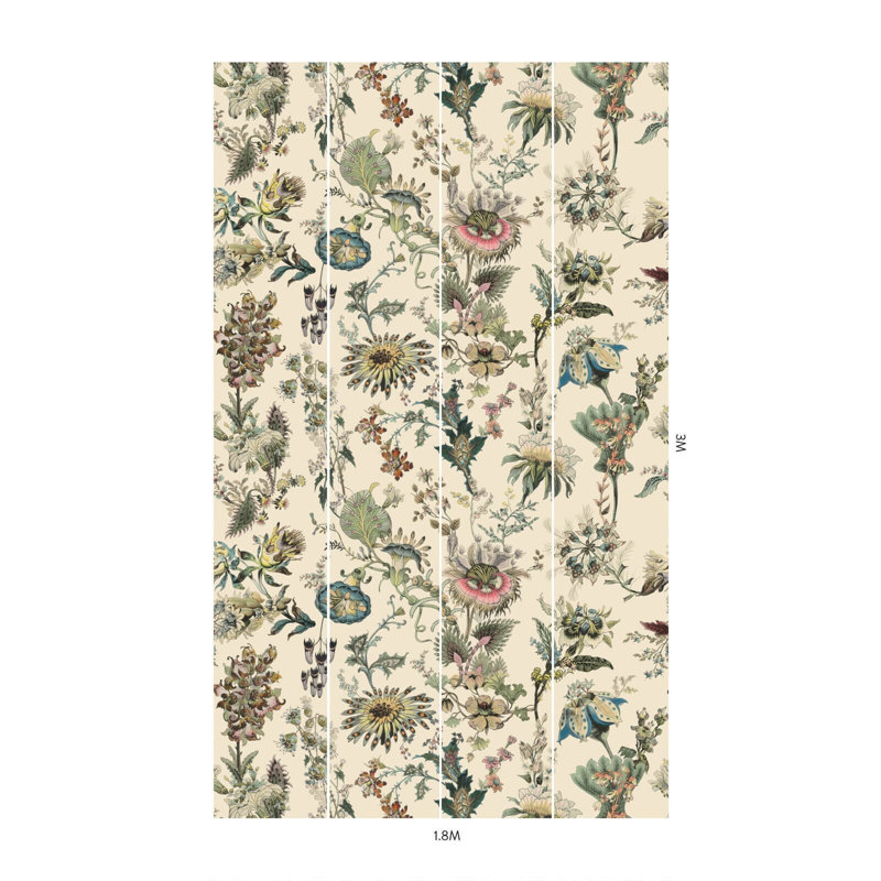 Flora Fantasia 9.84" L x 70.87" W Wallpaper Roll, Ecru