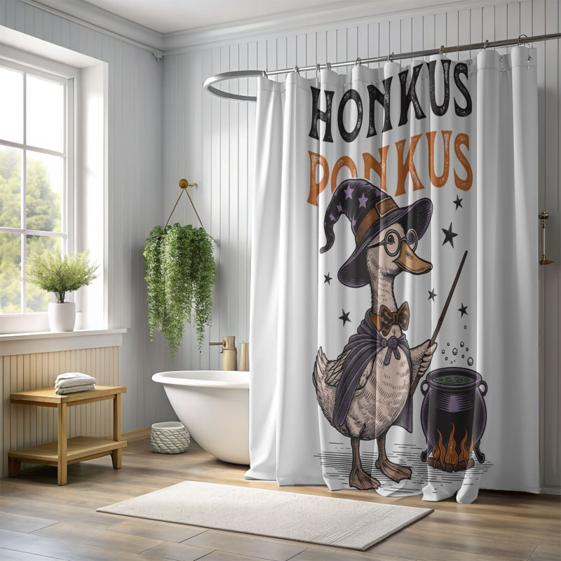 Halloween Farm Duck - 1 Piece Standard Shower Curtain, 74"H x 71"W
