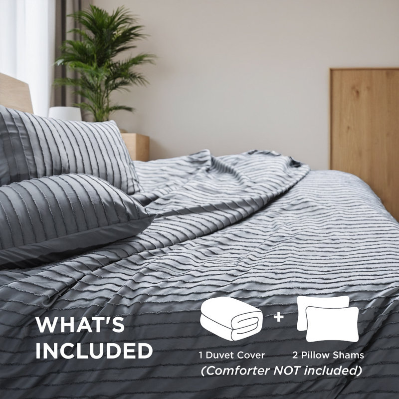 L'ensemble de housse de couette en jacquard à rayures de couleur unie comprend une housse de couette et deux taies d'oreiller. Housse de couette de grande taille convenant pour un lit simple ou double dans les chambres à coucher, confortable et douce pour une utilisation en toute saison. Cadeau de Noël.