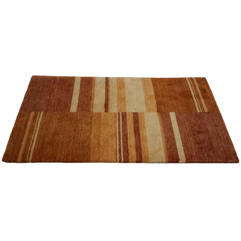 Tapis orange / brun fait à la main 3 pi x 5 pi Orlandrea