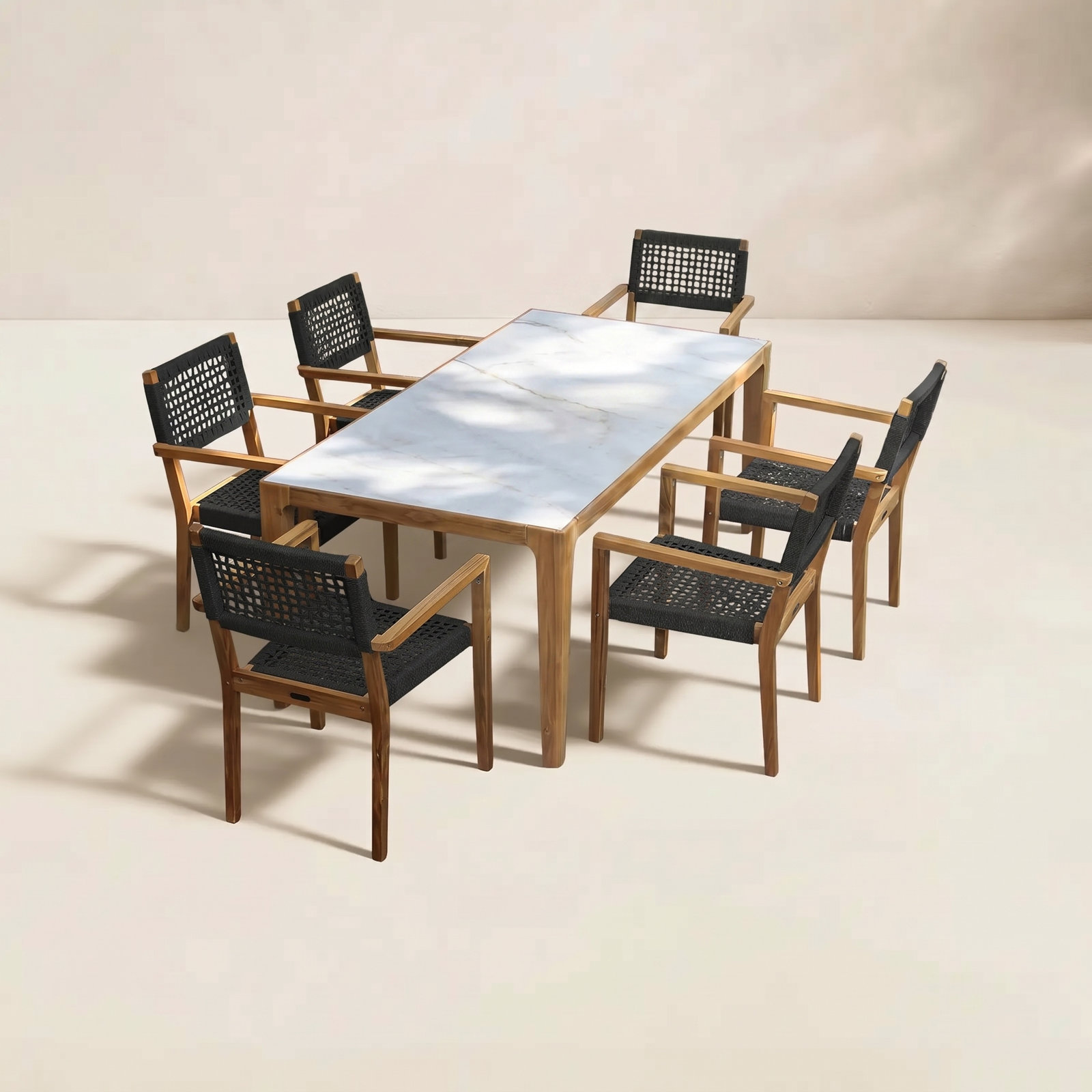 Cava 38" Patio Dining Set, White/Black