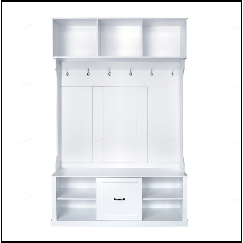 Versatile Hall Tree with Multiple Storage Options and Stylish Design, Perfect for Organized and Elegant Entryways, White