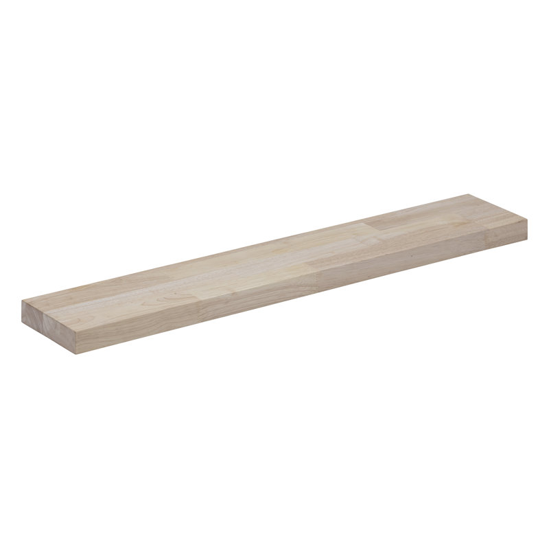 Unfinished Hevea Prong Floating Shelf, 1.5" H x 48" W x 6" D