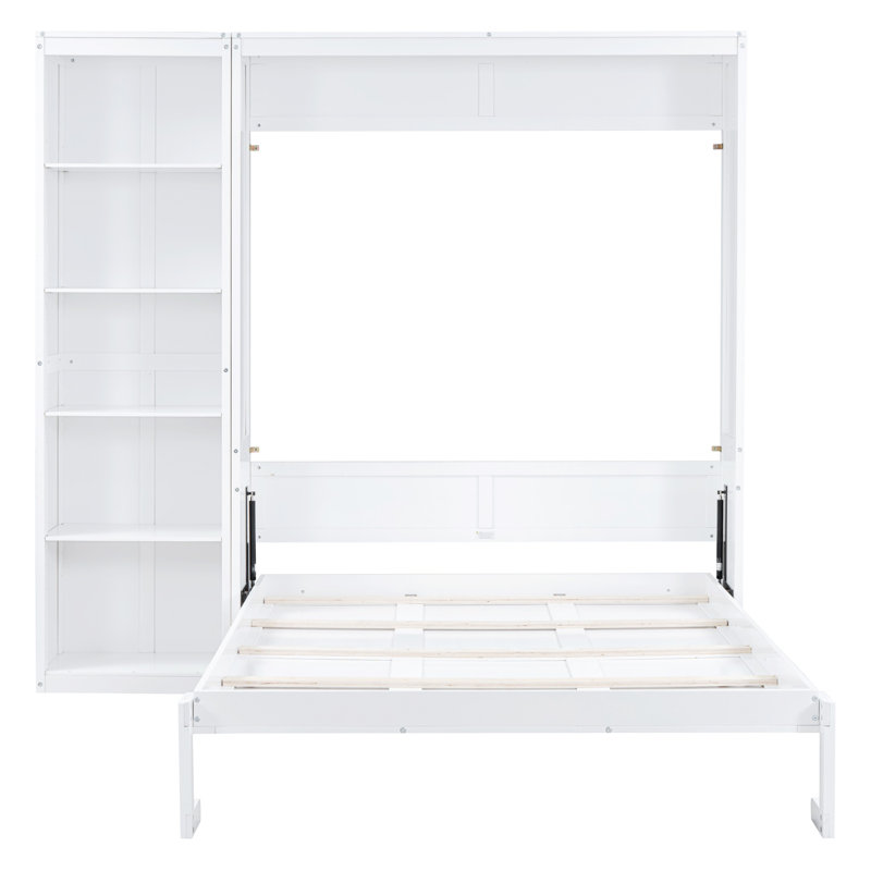 Lit escamotable avec bibliothèque convertible Murphy, Blanc, Grand
