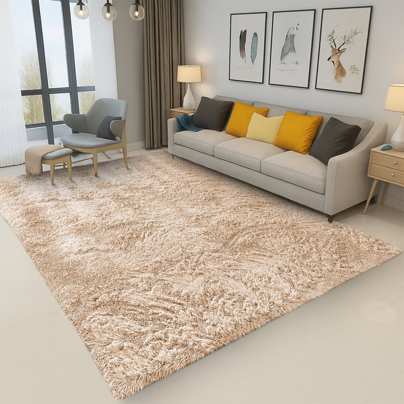 Standard Shag Plush Fluffy Area Rug, Non-Slip Backing for Bedroom & Living Room, Rectangle 50 x 80 cm