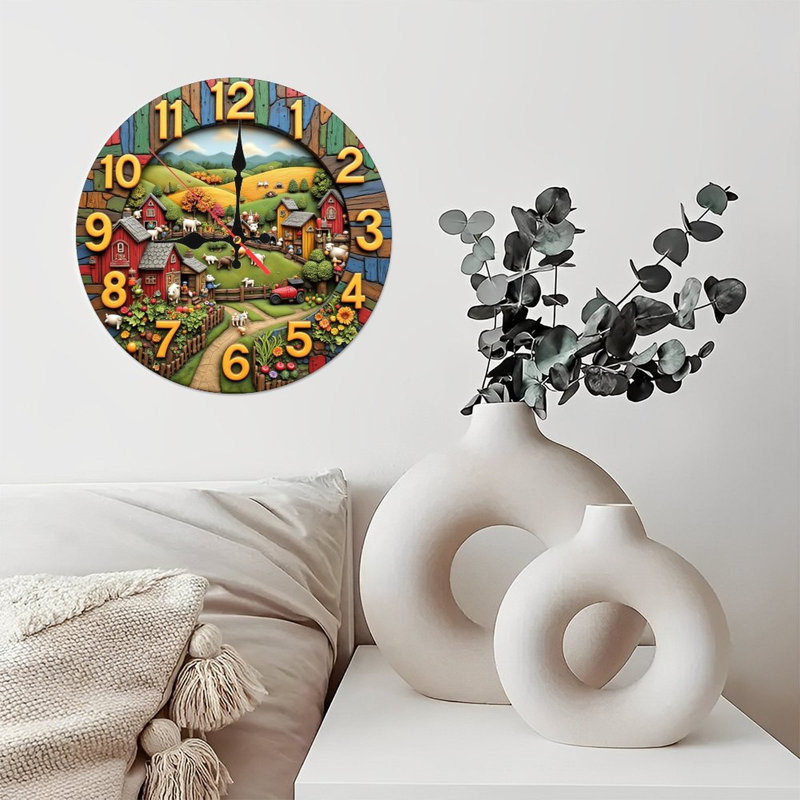 horloge de ferme scène de campagne animaux de campagne