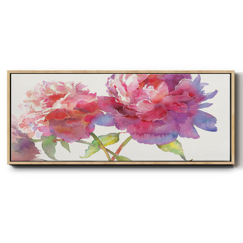 Prise pivoines II - toile encadrée, H 20 po x l 50 po