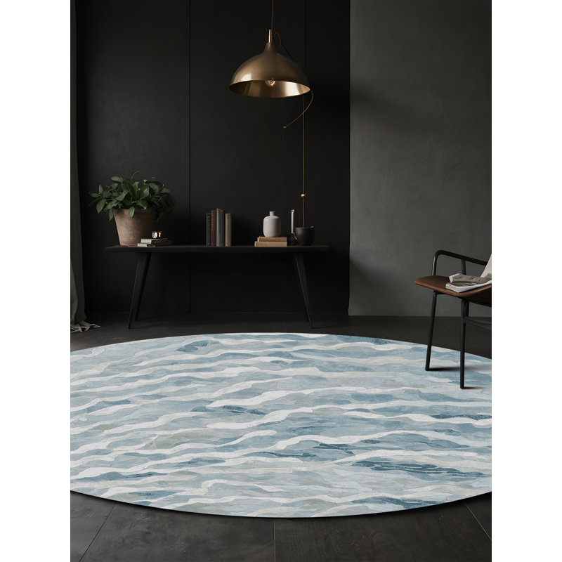 Tapis gris lavable à la machine, Rond 5 pi